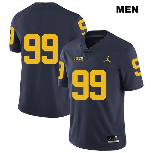 Men's NCAA Michigan Wolverines Trey Harper #99 No Name Navy Jordan Brand Authentic Stitched Legend Football College Jersey RI25L53QO